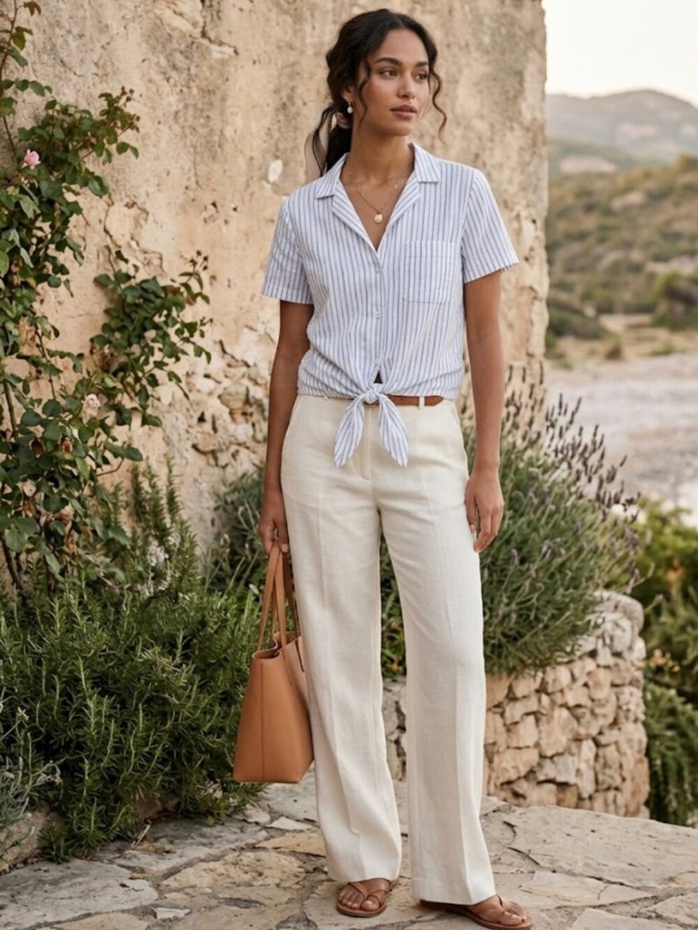 EQUIPMENT Blue White Striped Tie Front Blouse Coastal Chic Scandi Euro Summer XS